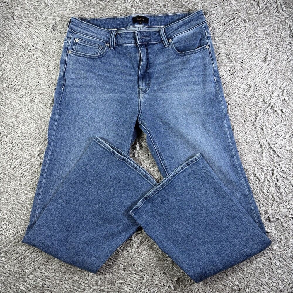 Quince Luna Stretch Flare Jeans Womens 31/30 Seaside Blue Stretch Denim Preppy
